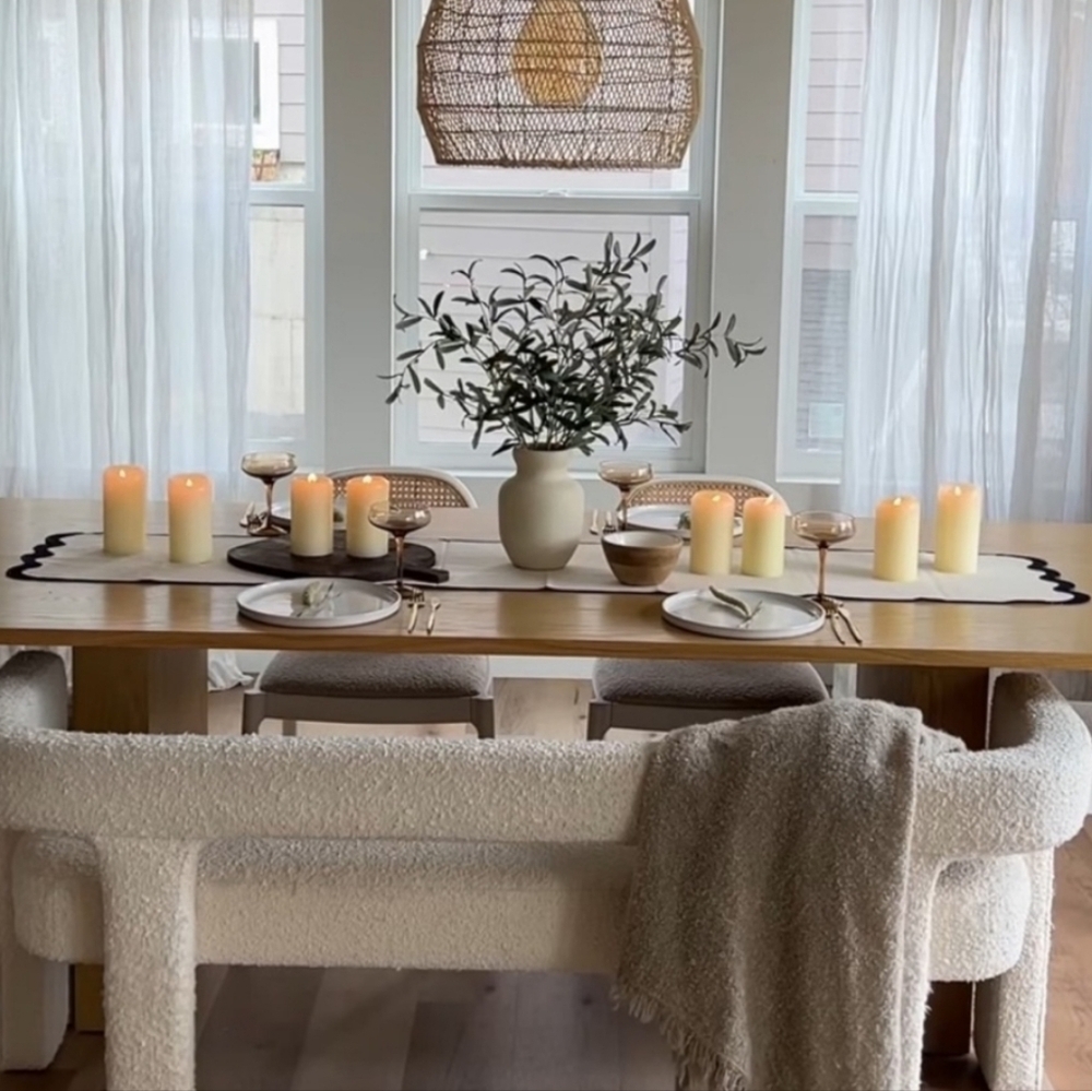 NWT Chan Luu scallop trim table runner natural